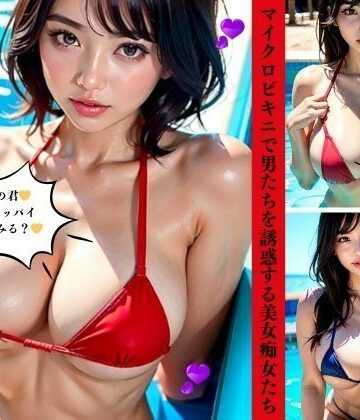 マイクロビキニで男たちを誘惑する美女痴女たち【Hサークル❤ファンタジー】