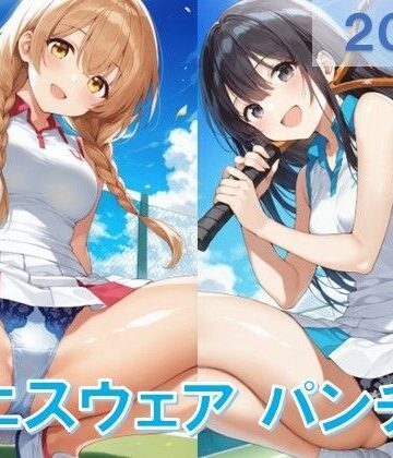テニスウェアでしゃがみパンチラ【D.P.H.❤イラスト・CG集】評価4.50