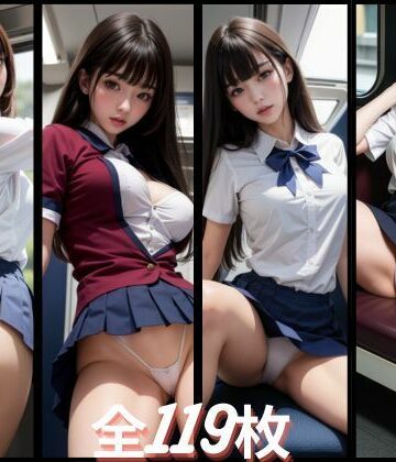 電車にいるセクシー制服美女 4K高画質 （全119枚）【168AI❤イラスト・CG集】