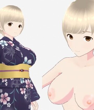 ショートヘアの浴衣のお姉さん（セリフなし 3DCGモデル イラスト集）【パイアールフロンティア❤イラスト・CG集】