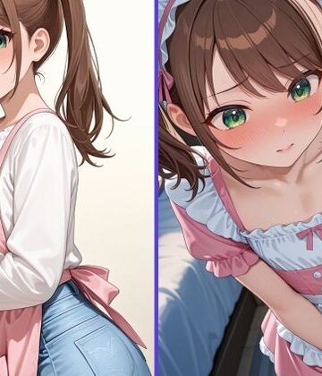 【男の娘】咲とエプロン【人造緑❤ニーソックス】