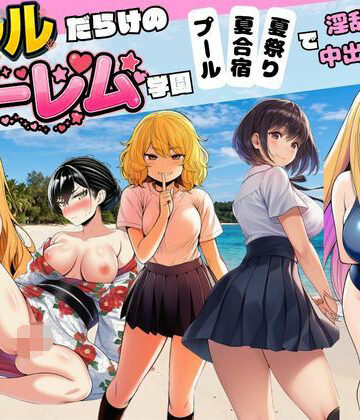 【ギャルだらけのハーレム学園】プール＆夏合宿＆夏祭りで淫乱中出し【すいか44❤制服】評価5.00