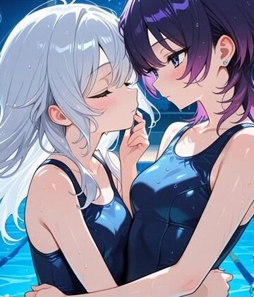 夜のプールサイドで、近づきすぎた二人 〜R-18 AI CG集〜【NT❤イラスト・CG集】
