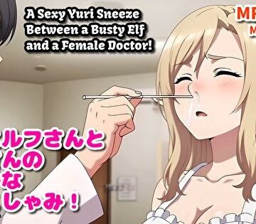巨乳エルフさんと女医さんのエッチな百合くしゃみアニメ！/ A Sexy Yuri Sneeze Anime Between a Busty Elf and a Female Doctor！【くしゃみフェチ専門店❤動画・アニメーション】